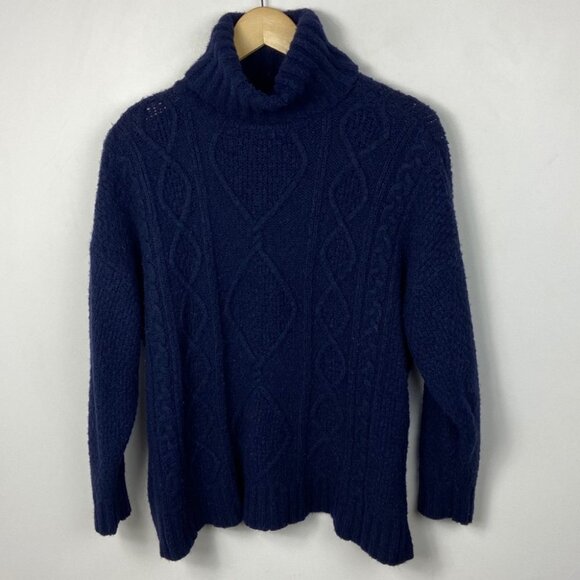 Aerie‎ Oversized Cozy Chunky Cable Knit Turtleneck Sweater Blue Womens Size XS - Picture 15 of 15